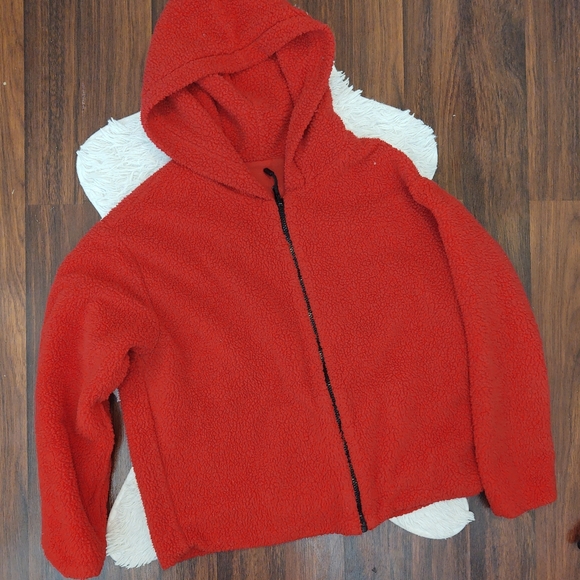 PINK Victoria's Secret Reversible Red Sherpa Hoodie - Picture 2 of 2